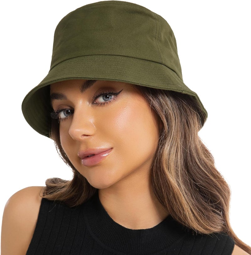Wheebo Solid Color Bucket Hat for Women Summer Beach Fishmen Hat for Lady Adult Unisex Cotton Cap…… - Image 1